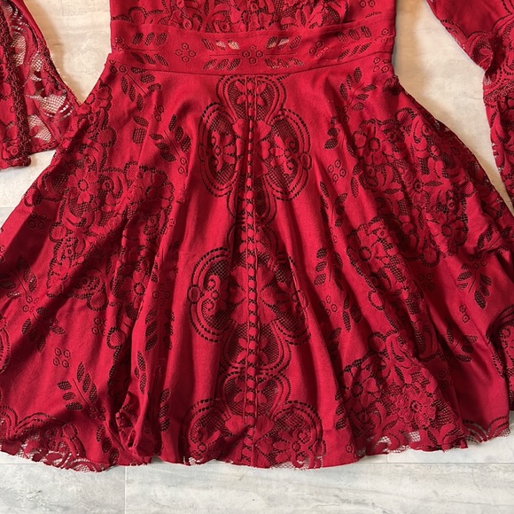 Free People   Lace Dress   Upscale Boho  Rusty Red  NWOT peek a boo back  Size S - Picture 3 of 16